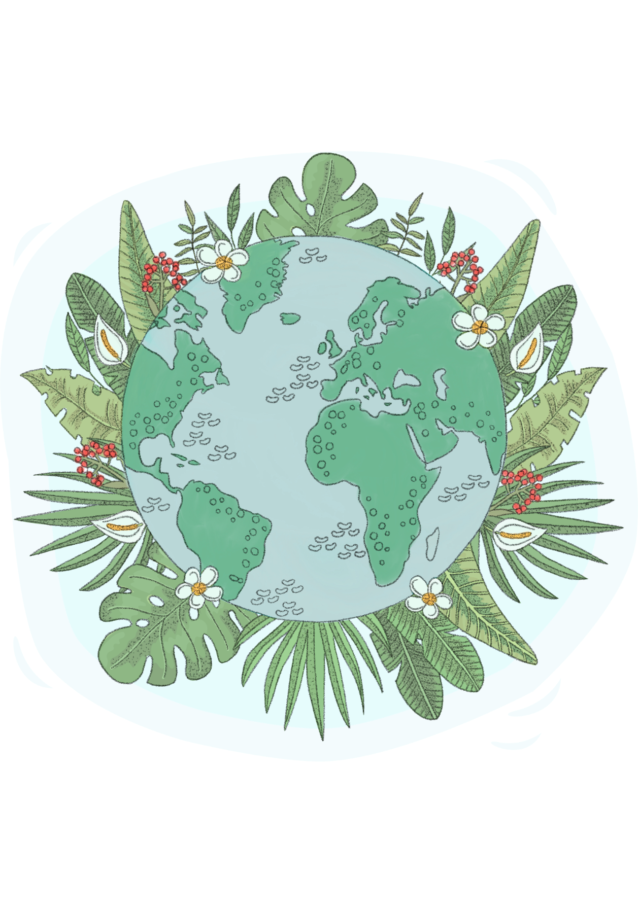 The Earth wreathed in leaves and flowers